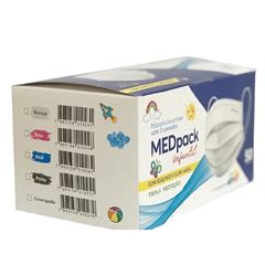 Mascara Descartável Infantil Tripla Camada com 50 Peças Medpack Estampada MEDEVICE / REF. 5498