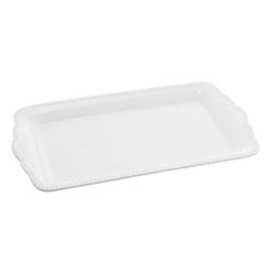 Bandeja Decorativa Retangular de Cerâmica Dots 28x16x3cm Branca LYOR / REF. 1958