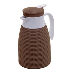 Garrafa Térmica de Plástico Rattan 1L Marrom e Branco LYOR / REF. 6835