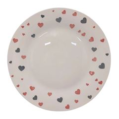 Prato Raso de Cerâmica Heart 26,5cm Cinza e Rosa LYOR / REF. 8615