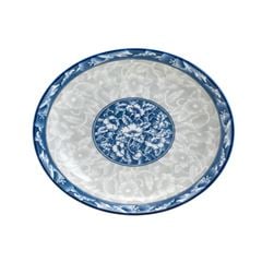 Prato Raso para Sobremesa de Porcelana Blue Garden 19,5cm Branco e Azul LYOR / REF. 8594