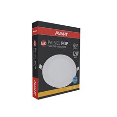 Painel LED em Alumínio Redondo 12W de Embutir Bivolt 3000k Branco AVANT / REF. 840080573