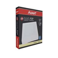 Painel LED em Alumínio Quadrado 12W de Sobrepor Bivolt 4000k Branco AVANT / REF. 768450871