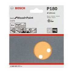 Disco de Lixa para Lixadeiras Excêntricas com 8 Furos C470 GR180 125mm Best for Wood&Paint BOSCH / REF. 2608605072-000
