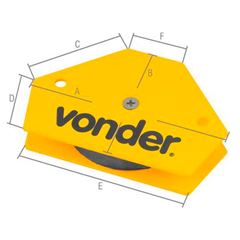 Esquadro Magnético Hexagonal 10kgf para Soldador Amarelo VONDER / REF. 3599010100