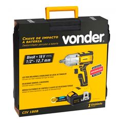 Chave de Impacto a Bateria 18V com Carregador Bivolt VONDER / REF. 6001180100