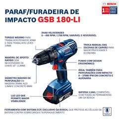 Chave de Impacto + Parafusadeira 18V Bivolt com 2 Baterias e Maleta BOSCH / REF. 06019G52E2-000
