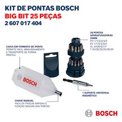 Kit de Pontas Big Bit com 25 Peças BOSCH / REF. 2607017404-000
