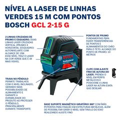 Nível Laser Verde GCL 2-15 G 15m BOSCH / REF. 0601066J00-000