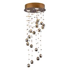 Plafon LED Redondo de Sobrepor 3XGU10 Crystal Spiral Gold Âmbar BRONZEARTE / REF. CSA743003PF