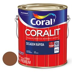 Tinta Esmalte Brilhante 3,0L Coralit Secagem Rápida Marrom Conhaque CORAL / REF. 5771202