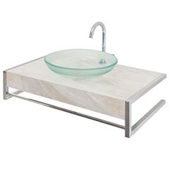 Lavabo de Vidro e Inox Suspenso 52x71,5cm Mármore Bege CRISMETAL / REF. 000.922-9