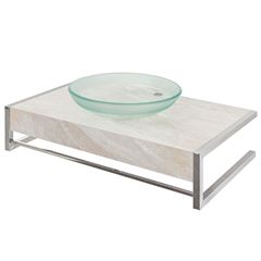 Lavabo de Vidro e Inox Suspenso 52x71,5cm Mármore Bege CRISMETAL / REF. 000.922-9