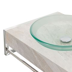 Lavabo de Vidro e Inox Suspenso 52x71,5cm Mármore Bege CRISMETAL / REF. 000.922-9