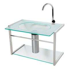 Lavabo de Vidro e Inox Suspenso 38,5x58,5 Incolor CRISMETAL / REF. 000.948-2