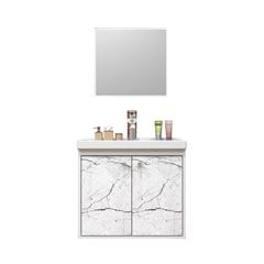 Gabinete Suspenso em MDF para Banheiro 47x54 com Cuba e Espelho Aster Mármore Branco CEROCHA / REF. 001.118.0003