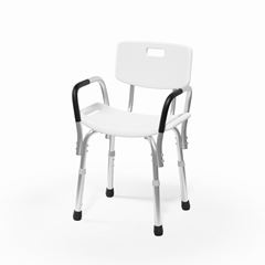 Cadeira de Banho Abaulada em Alumínio com Encosto e Braço SICMOL / REF. 26256