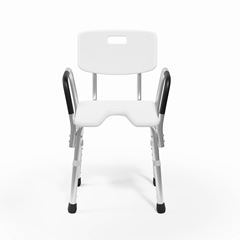 Cadeira de Banho com Abertura Frontal em Alumínio com Encosto e Braço SICMOL / REF. 26259