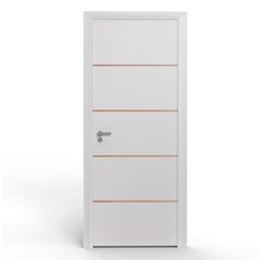 Porta de Madeira 80x210cm Frisada Solida 002 New Branco ROCHA / REF. 10005[4677]