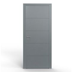 Porta de Madeira 80x210cm Frisada Solida 002 Grafito ROCHA / REF. 10005[4476]