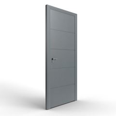 Porta de Madeira 80x210cm Frisada Solida 002 Grafito ROCHA / REF. 10005[4476]