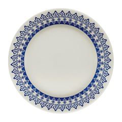 Prato de Cerâmica Fundo 21,5cm Donna Grécia Azul e Branco OXFORD / REF. 22919