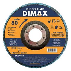 Disco de Lixa G80 180x22mm Flap DIMAX / REF. DMX74558