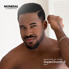 Aparador de Pelos a Bateria BIvolt Super Groom 06 BG-04 Preto e Verde MONDIAL / REF. 76410-02