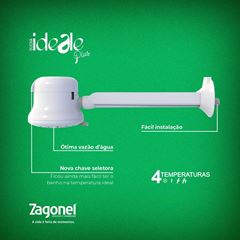 Chuveiro Elétrico 4400w 220v 4 Temperaturas com Braço Ideale Plus Branco ZAGONEL / REF.DID4T45220BR07