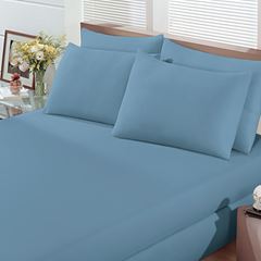 Jogo de Cama com Elástico Casal com 3 Peças Basic Azul Jeans BUETTNER / REF. 28626