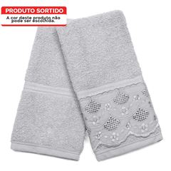 Kit Toalha em Algodão Dakota 2 Peças com Renda Sortida Cinza BUETTNER / REF. 33244