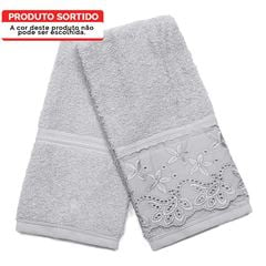 Kit Toalha em Algodão Dakota 2 Peças com Renda Sortida Cinza BUETTNER / REF. 33244