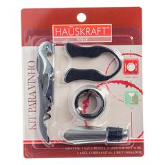 Kit para Vinho em Inox com 4 Peças Preto HAUSKRAFT / REF. VIN-007