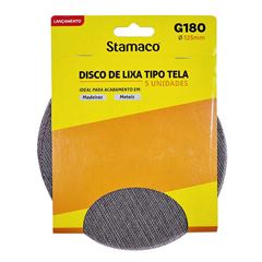 Disco Lixa GR180 125mm em Tela Madeira e Metal 5 Peças STAMACO / REF. 10319