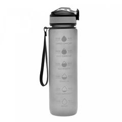 Garrafa em Policarbonato 1 Litro Squeeze com Marcadores Cinza LYOR / REF. 2798