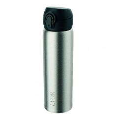 Garrafa Térmica 410ml Com Duplas Parede em Aço Inox com Tampa Flip Cromada LYOR / REF. 4682
