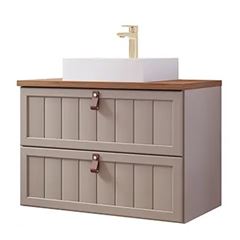 Gabinete para Banheiro MDF Suspenso 60cm Sense com Cuba Cappuccino e Freijó MGM / REF. 22461.50