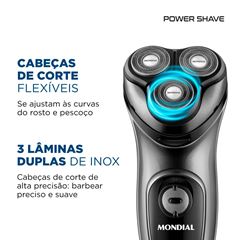 Barbeador Elétrico 5w Bivolt Shave BE-02 Preto e Prata MONDIAL / REF. 78960-01