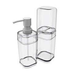 Porta Escova e Dispenser para Sabonete Líquido Plástico Splash Transparente COZA / REF. 99345/7009