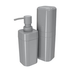 Porta Escova e Dispenser para Sabonete Líquido Plástico Splash Cinza Frio COZA / REF. 99345/7499