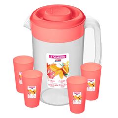 Jarra Plástica 2 Litros com 4 Copos 270ml Vac Freezer Rosa SANREMO / REF. 790/21