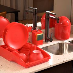 Escorredor Plástico para Pratos e Talheres Slim Vermelho UZ / REF. UZ414-VM