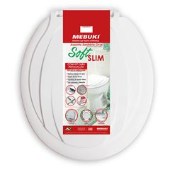 Assento Sanitário Plástico Oval Soft Slim c/ Kit Instalação Branco MEBUKI / REF. 10400660