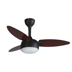 Ventilador de Teto com 3 Pás 30w Bivolt Elluz Inverter Preto e Tabaco VENTISOL / REF. 8242