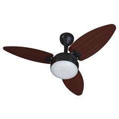 Ventilador de Teto com 3 Pás 30w Bivolt Elluz Inverter Preto e Tabaco VENTISOL / REF. 8242