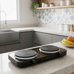 Fogão Elétrico 2500w 220v de Mesa em Aço Carbono com 2 Bocas Preto AGRATTO / REF. 13163