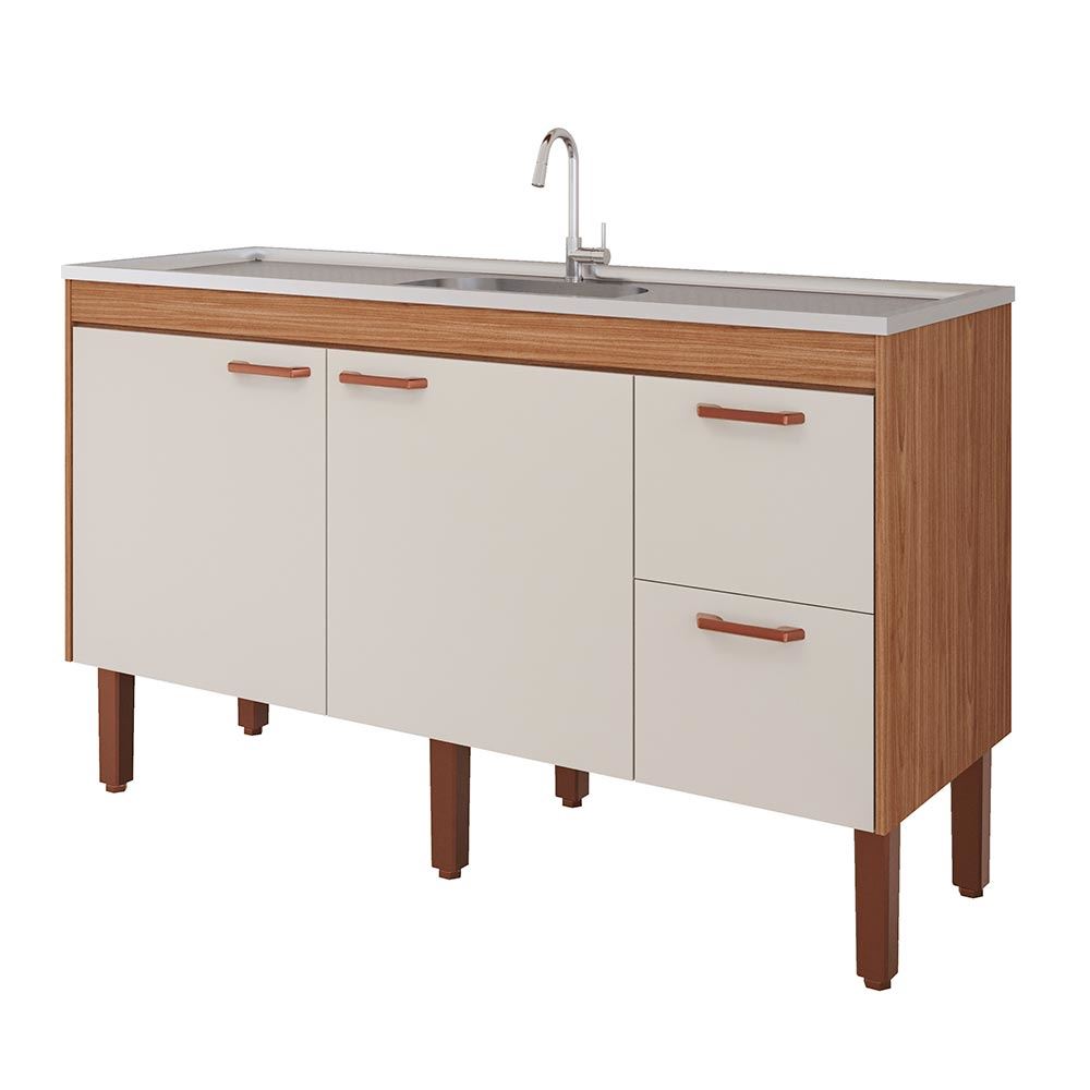 Gabinete para Cozinha em Mdf 174x64,3cm com 3 Portas e 2 Gavetas Slim ...