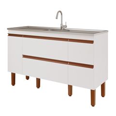 Gabinete para Cozinha em Mdf 144x67cm com 1 Porta e 3 Gavetas Prisma Branco MGM / REF. 891.2