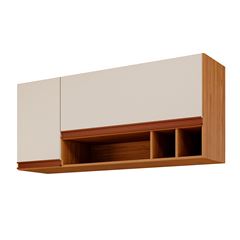 Armário de Cozinha Mdf Aéreo 114x51cm com 2 Portas Prisma Freijo Off White MGM / REF. 9949.56