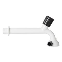 Torneira para Cozinha em Plástico de Parede 1/2 15cm com Chuveirinho Branca REBOUÇAS / REF. 208